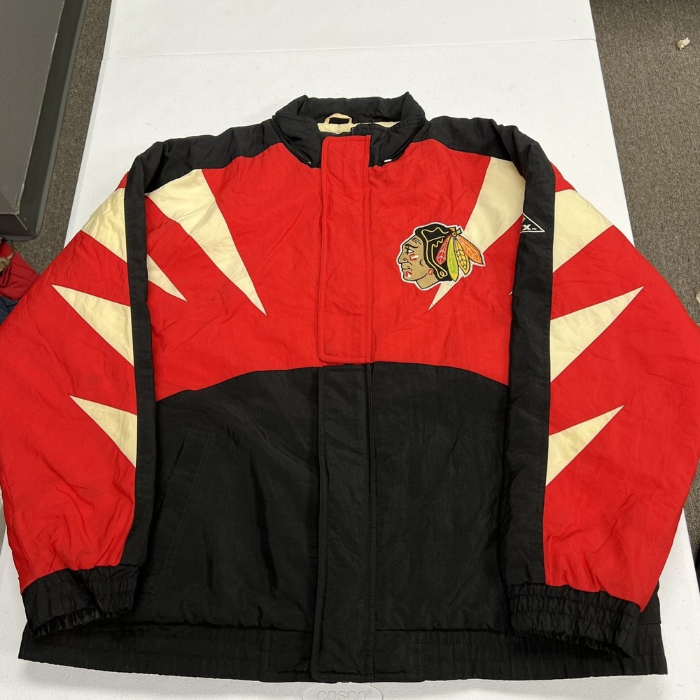 Apex One Chicago Blackhawks Jacket Mens Large Red Black Vintage NHL Puffer G1